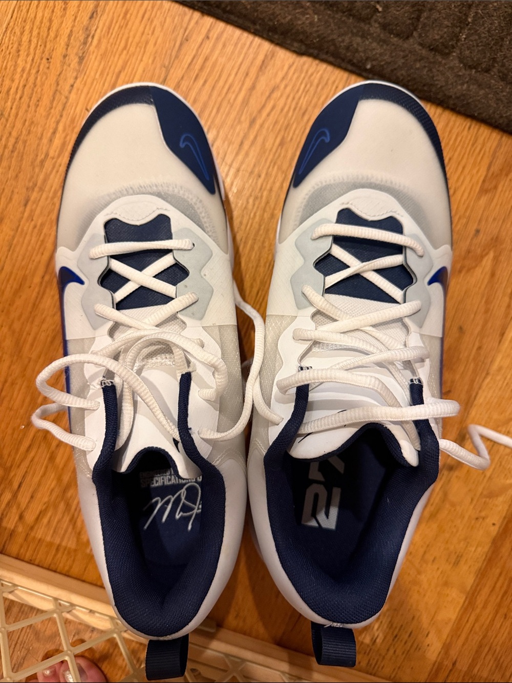 Nike Alpha Huarache Elite 4 Low Metal Baseball Cleats - Men’s White and Navy